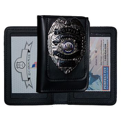 Duty Leather Double ID Case w/ Badge Flap - 2.75''x4.50''