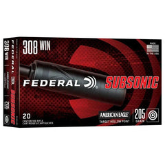 Federal Subsonic Rifle Ammunition .308 Win 205gr HP 1000 fps 20/ct