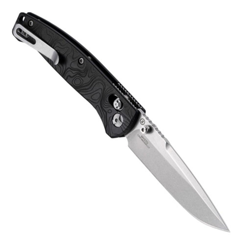 Hogue Mysto Folder Knife 3-2/5 Drop Point Blade Black Diamond Metal