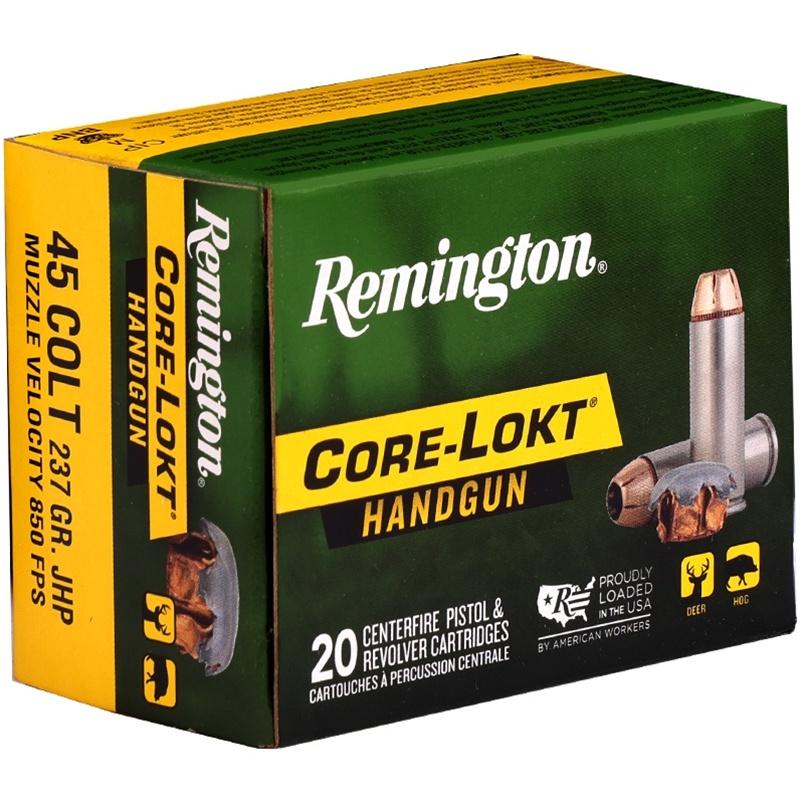 Remington Core-Lokt Handgun Ammunition .45 Colt 237gr JHP 840 fps 20/ct