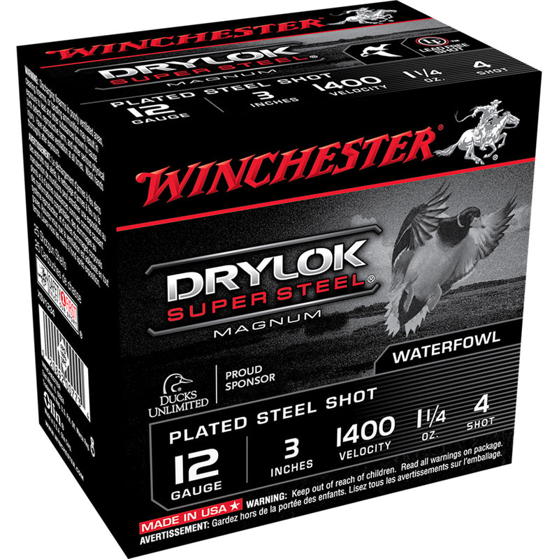 Winchester Drylok Magnum Plated Load 12 ga. 3 in. 1 1/4 oz. 4 Shot 25 rd.