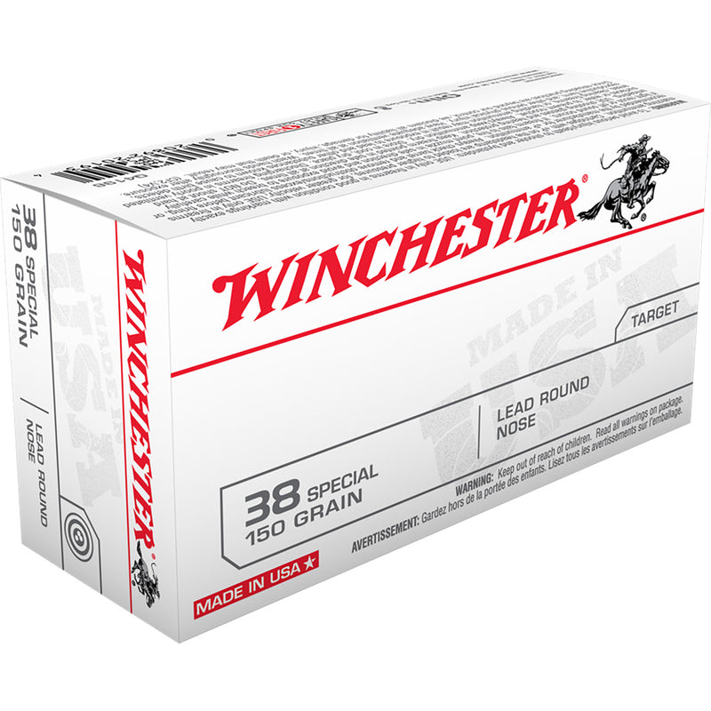 Winchester USA Pistol Ammo 38 Spl 150 gr. Lead Round Nose 50 rd.