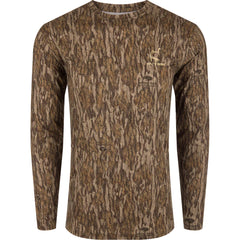 Drake Ol' Tom Performance Crew Camo Print LS MO Bottomland Medium