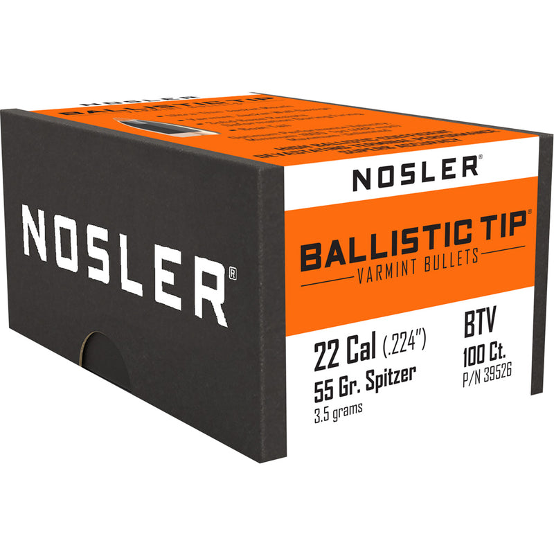 Nosler Ballistic Tip Varmint Bullets .22 Cal. 55 gr. Spitzer Point 100 pk.