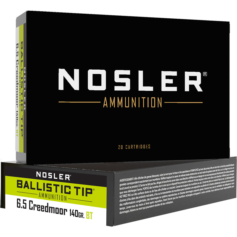 Nosler Ballistic Tip Rifle Ammunition 6.5mm Creedmoor 140 gr. BT SP 20 rd.