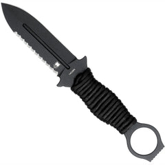 CobraTec Ringed Claymore 1 Side Serrated Dagger Fixed Blade Black