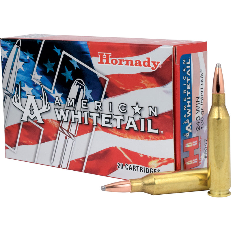 Hornady American Whitetail Rifle Ammo 243 Win 100 gr. InterLock BT Soft Point 20 rd.