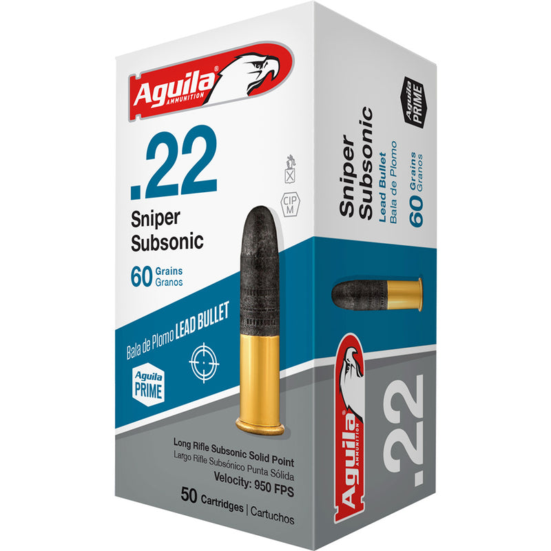 Aguila Special Sniper Subsonic Rimfire Ammo 22 LR. 60 gr. LRN 50 rd.