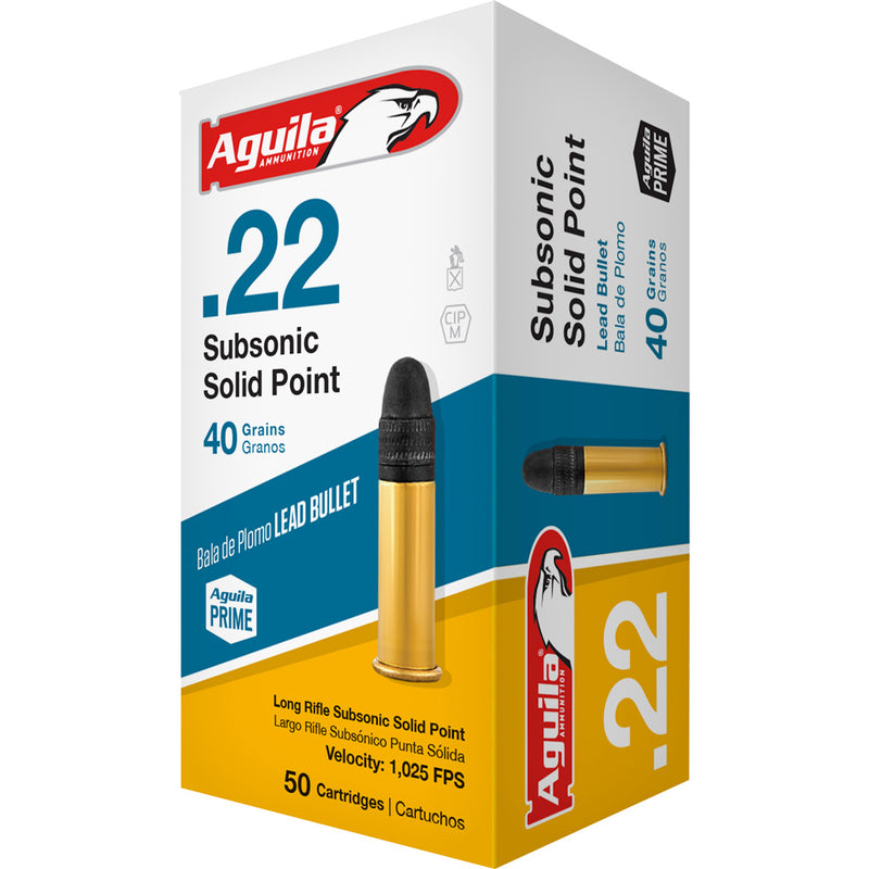 Aguila Standard Subsonic Rimfire Ammo 22 LR. 40 gr. Solid 50 rd.