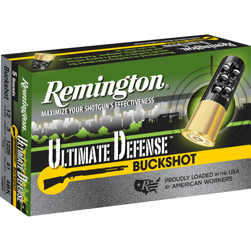 Remington Ultimate Defense Buckshot Loads 12 ga. 3 in. 41 Pellet 4 Buck 5 rd.