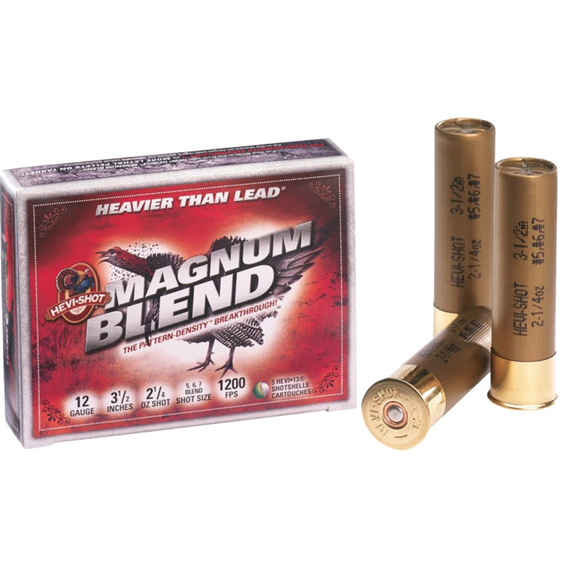 Hevi Shot Magnum Blend Load 12 ga. 3.5 in. 2 1/4 oz. 5,6,7 Shot 5 rd.