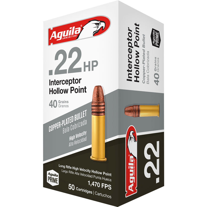 Aguila Special Interceptor Rimfire Ammo 22 LR. 40 gr. HP 50 rd.