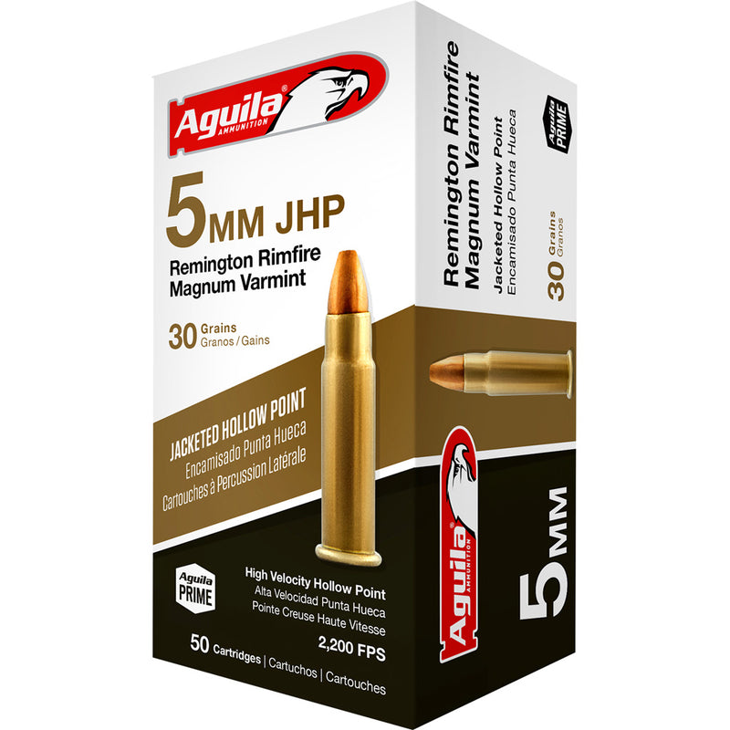 Aguila Special Rimfire Ammo 5mm Rem. Rimfire Mag. 30 gr. JHP 50 rd.