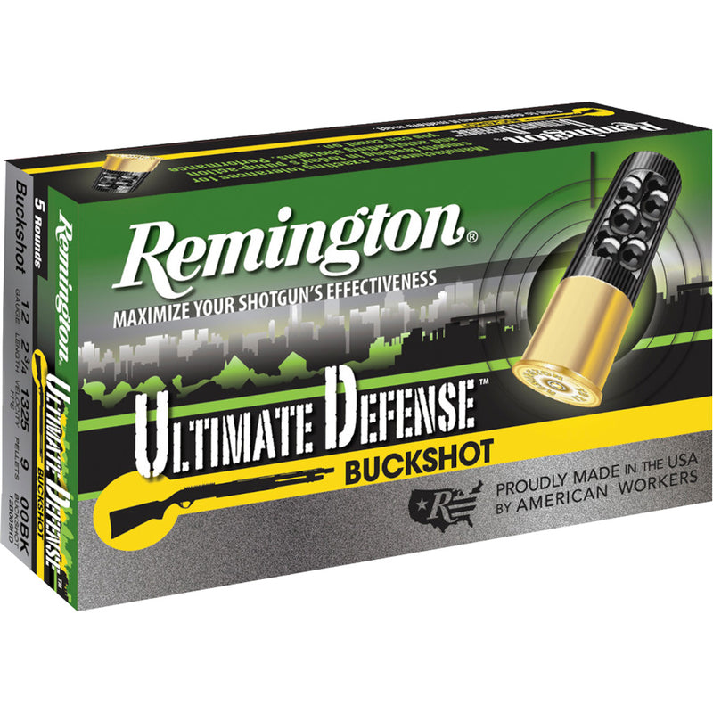 Remington Ultimate Defense Buckshot Loads 12 ga. 2.75 in. 8 Pellet 00 Buck 5 rd.
