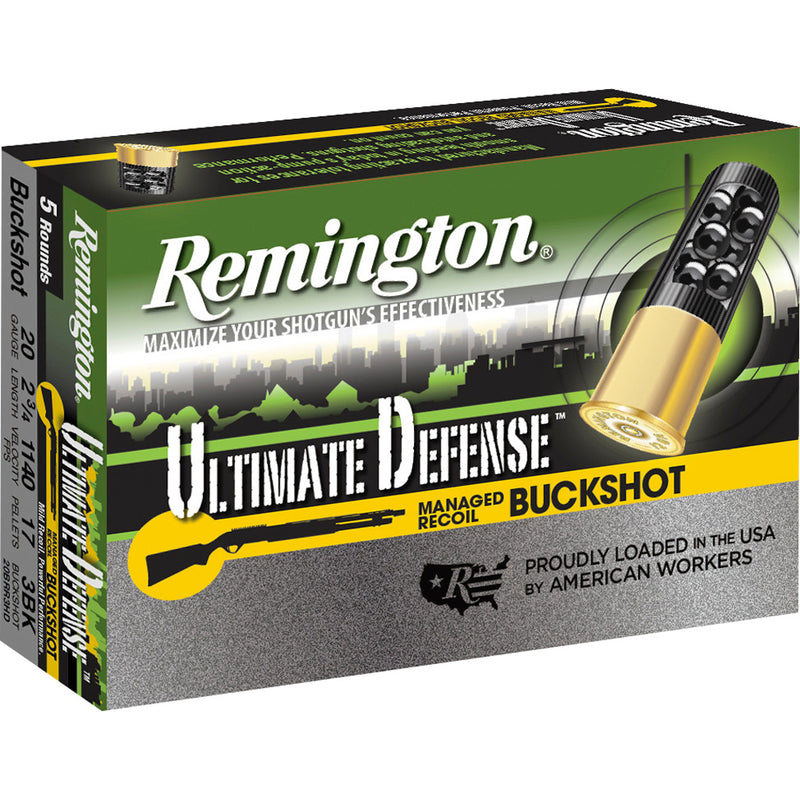 Remington Ultimate Defense Buckshot Loads 20 ga. 2.75 in. 17 Pellet 3 Buck 5 rd.