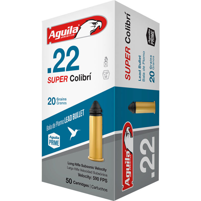 Aguila Super Colibri Rimfire Ammo 22 LR. 20 gr. Colibri Lead 50 rd.