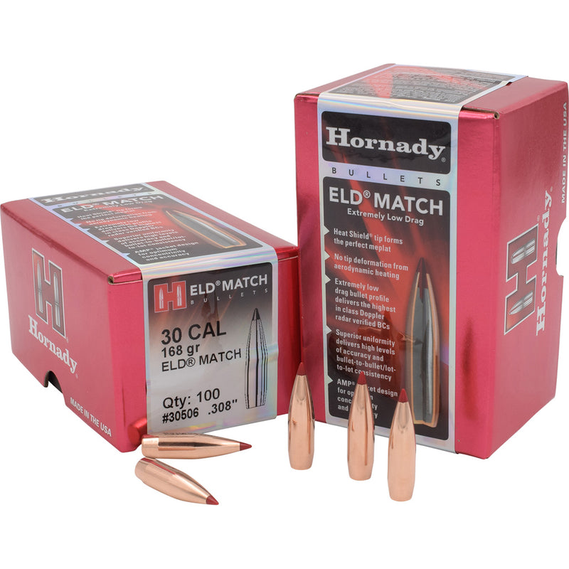 Hornady ELD Match Bullets 30 Cal. .308 168 gr. ELD Match 100 Box