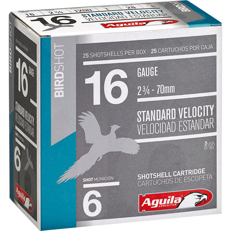 Aguila Standard Velocity Shotgun Game Load 16 ga. 2.75 in. 1 oz. 6 Shot 25 rd.