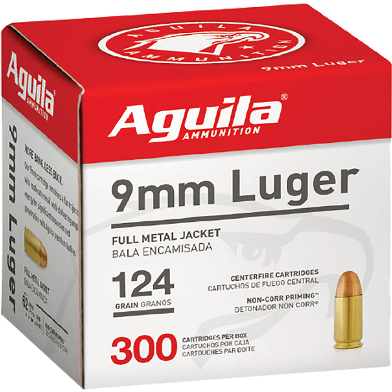 Aguila Pistol Ammo 9mm 124 gr. FMJ 300 rd.
