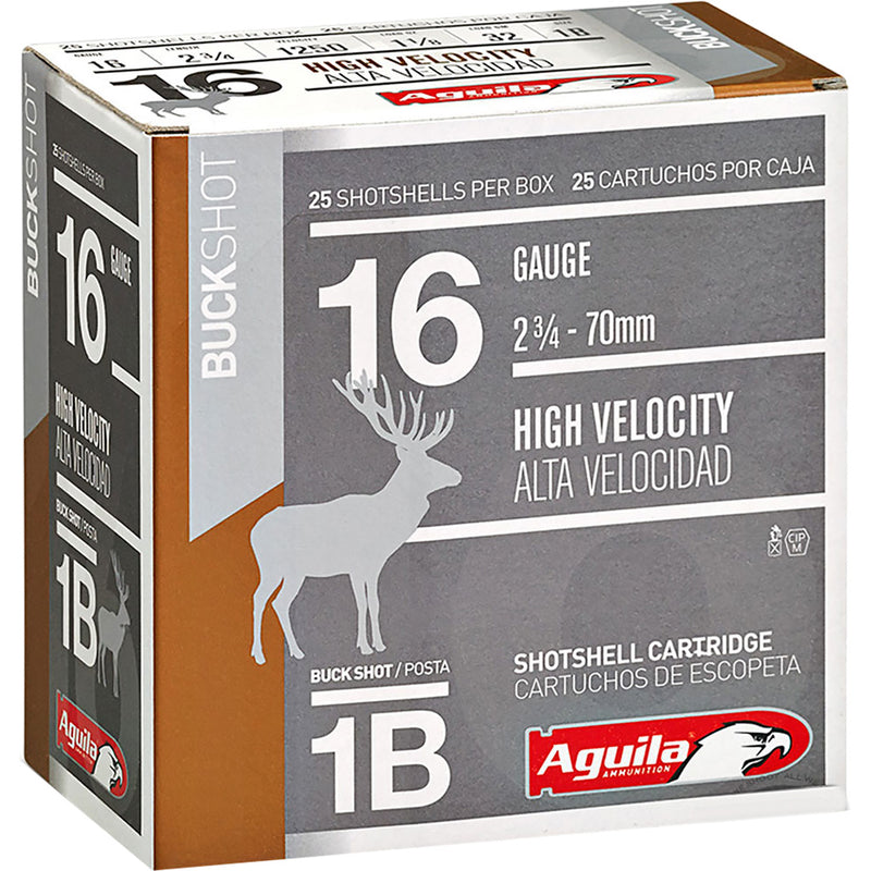 Aguila High Velocity Shotgun Game Load 16 ga. 2.75 in. 1 Buck Shot 25 rd.