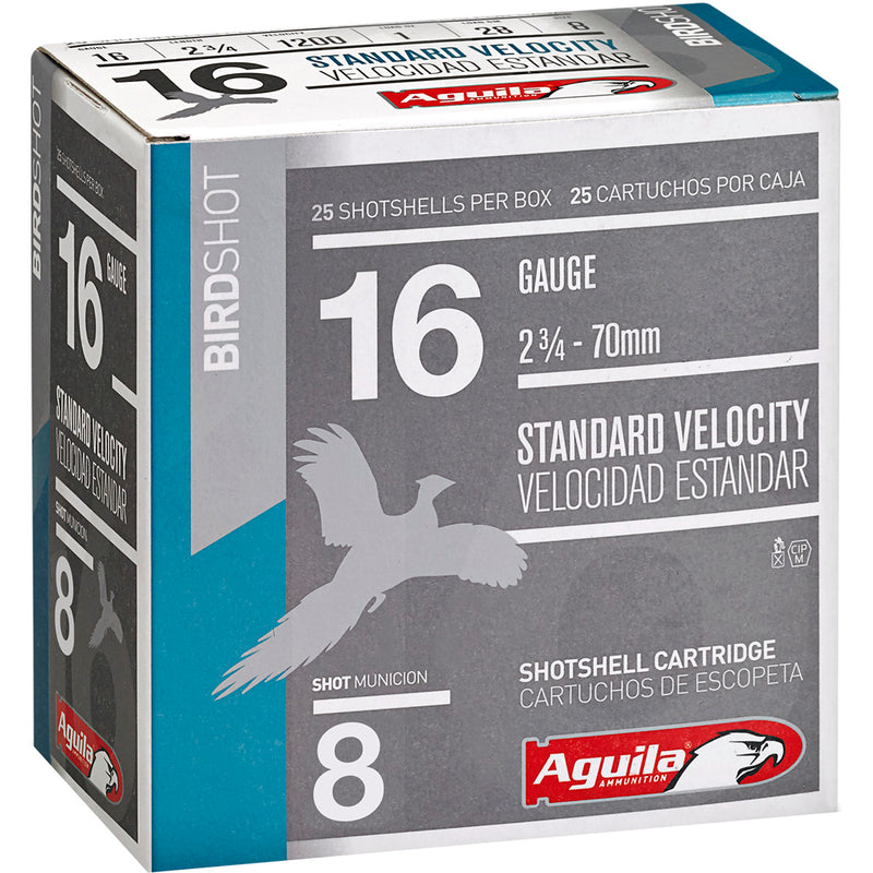 Aguila Standard Velocity Shotgun Game Load 16 ga. 2.75 in. 1 oz. 8 Shot 25 rd.