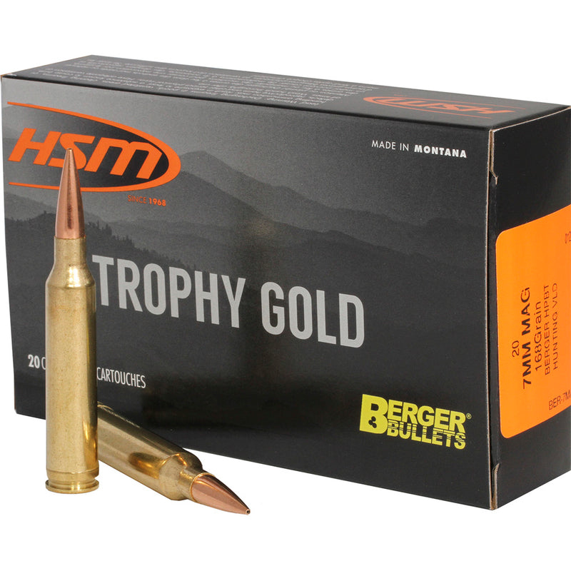 HSM Trophy Gold Rifle Ammunition 7mm Rem. Mag. Berger 168 gr. 20 rd.