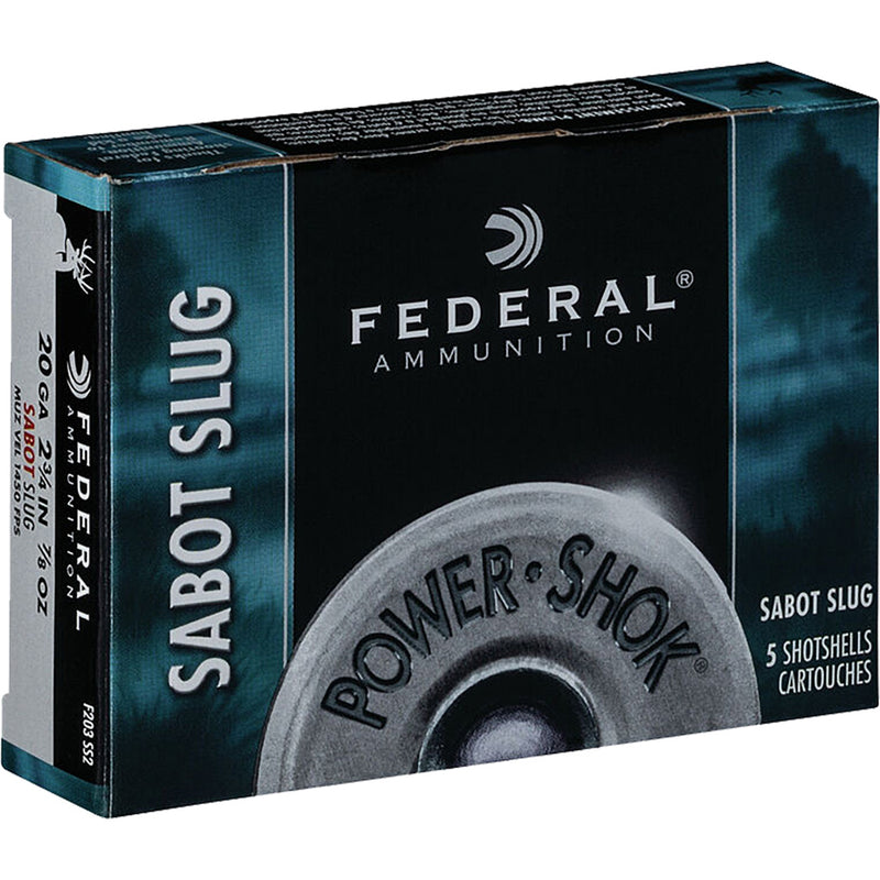Federal Power-Shok Shotgun Ammo 20 ga. 2.75 in. 7/8 oz. Sabot Slug 5 rd.