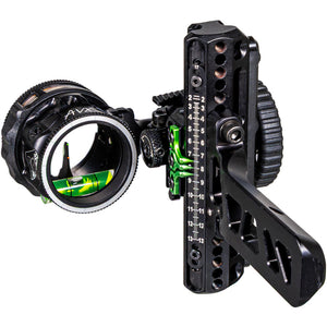 Axcel Driver Plus Slider Bow Sight w/AVX-31 Scope Stealth BH Bridge-Lock .019 Green/Red Fiber 2 Pin — 8.6 oz Aluminum Slider Sight