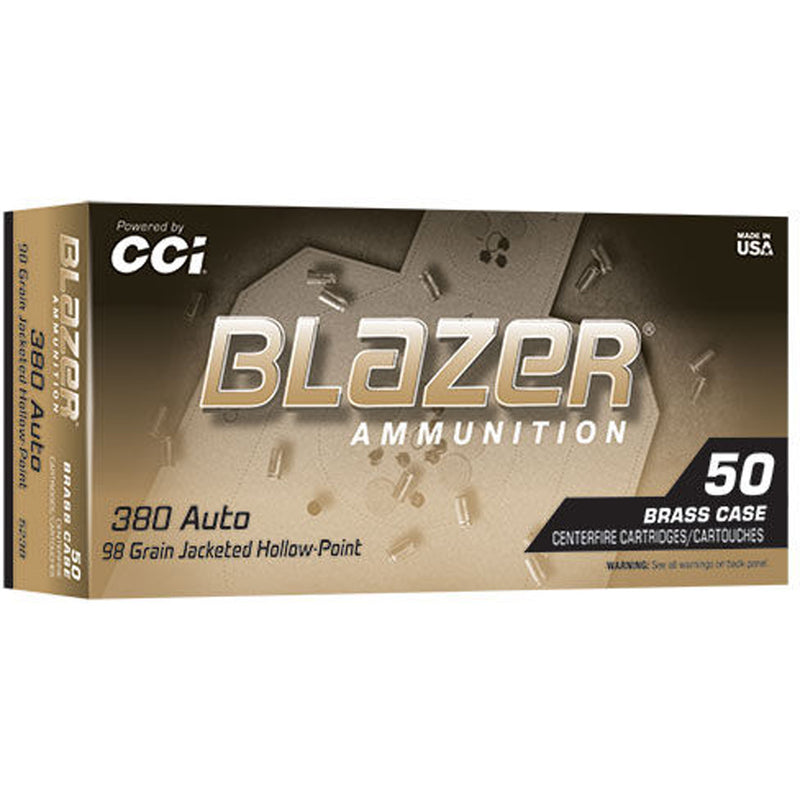 CCI Blazer Brass HP Pistol Ammo 380 Auto 98 gr. JHP 50 rd.