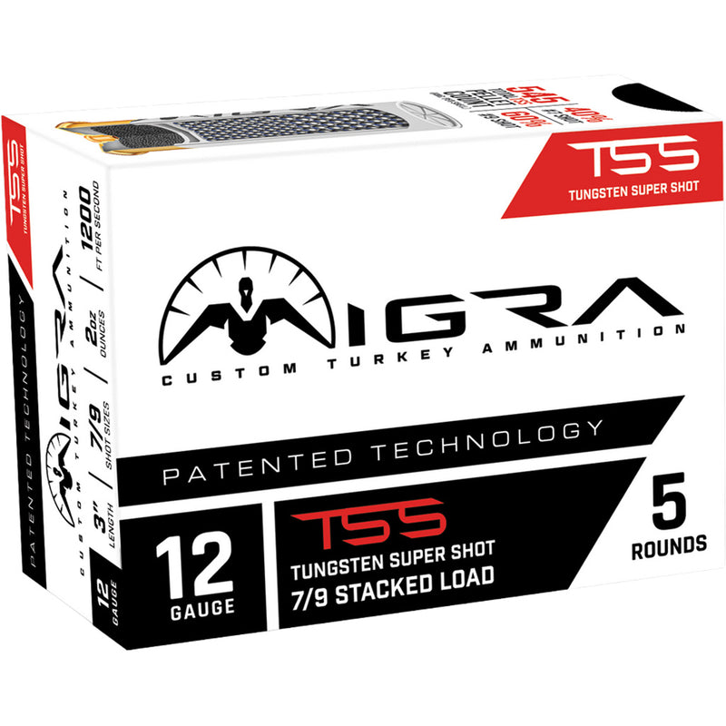 Migra Hybrid Custom Turkey Shotgun Ammo 12 ga. 3 in. 2 oz. Lead/Tungsten 5/9 Shot 5 rd.