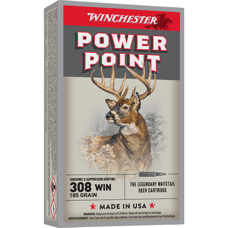 Winchester Power-Point Subsonic Rifle Ammo 308 Win. 185 gr. 20 rd.