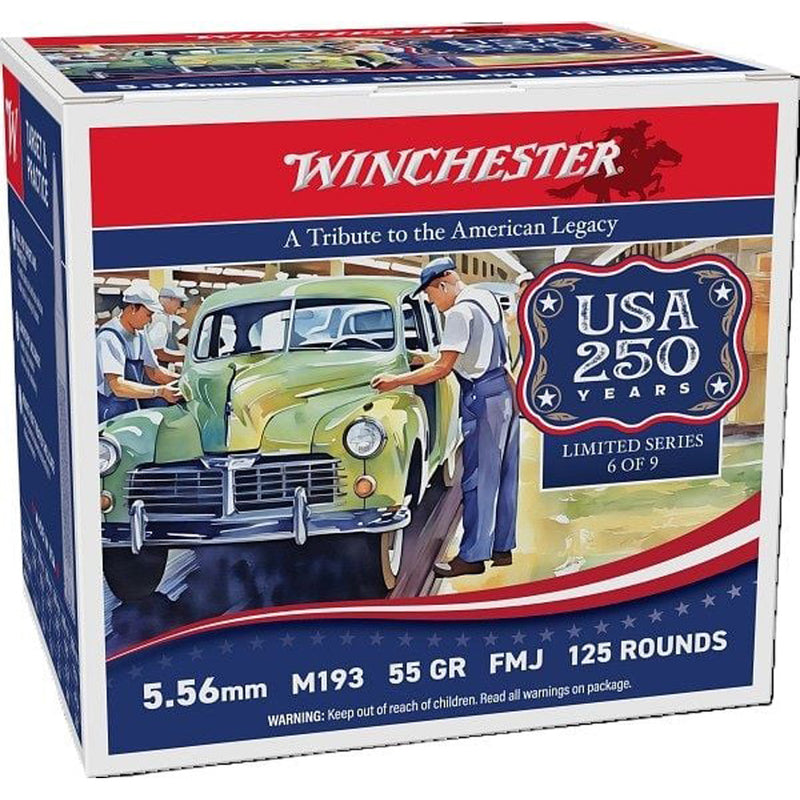 Winchester USA Anniversary Edition Rifle Ammo 5.56 NATO 55gr. FMJ LC 125 rd.