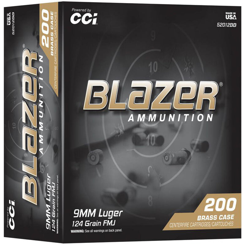 CCI Blazer Brass Pistol Ammo 9mm Luger 124gr. FMJ 200 rd.