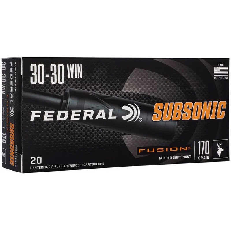 Federal Subsonic Rifle Ammo 30-30 Win 170 gr. Fusion Subsonic 20 rd.