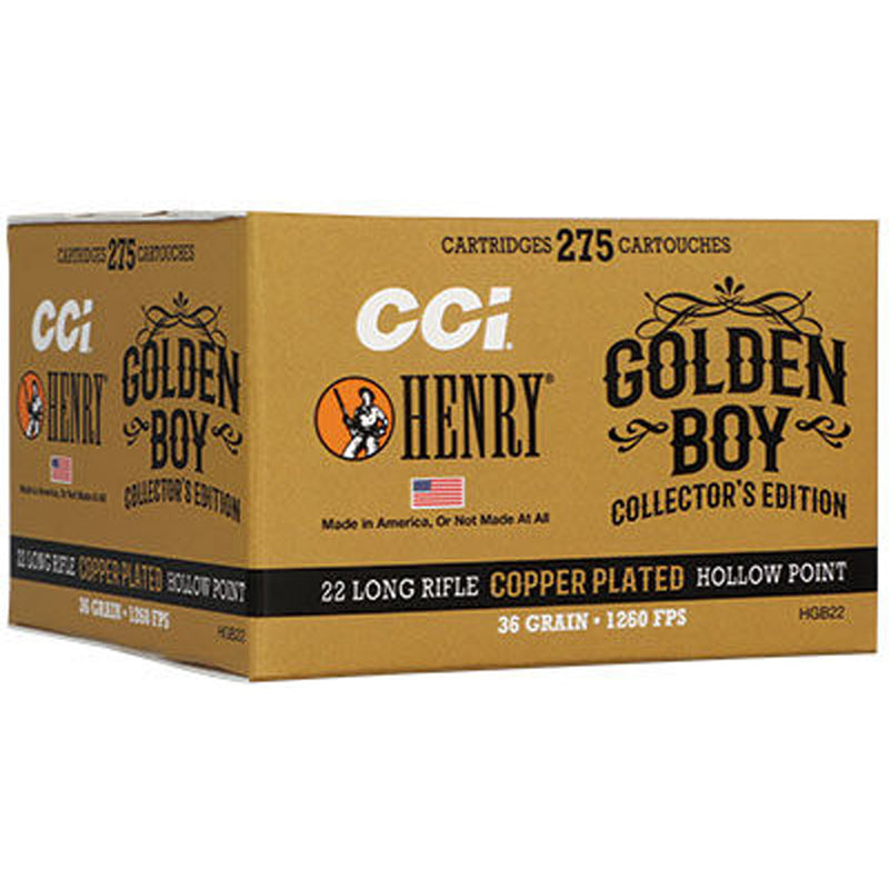 CCI Henry Golden Boy Edition Rimfire Ammo 22 LR 36 gr. CPHP 275 rd.