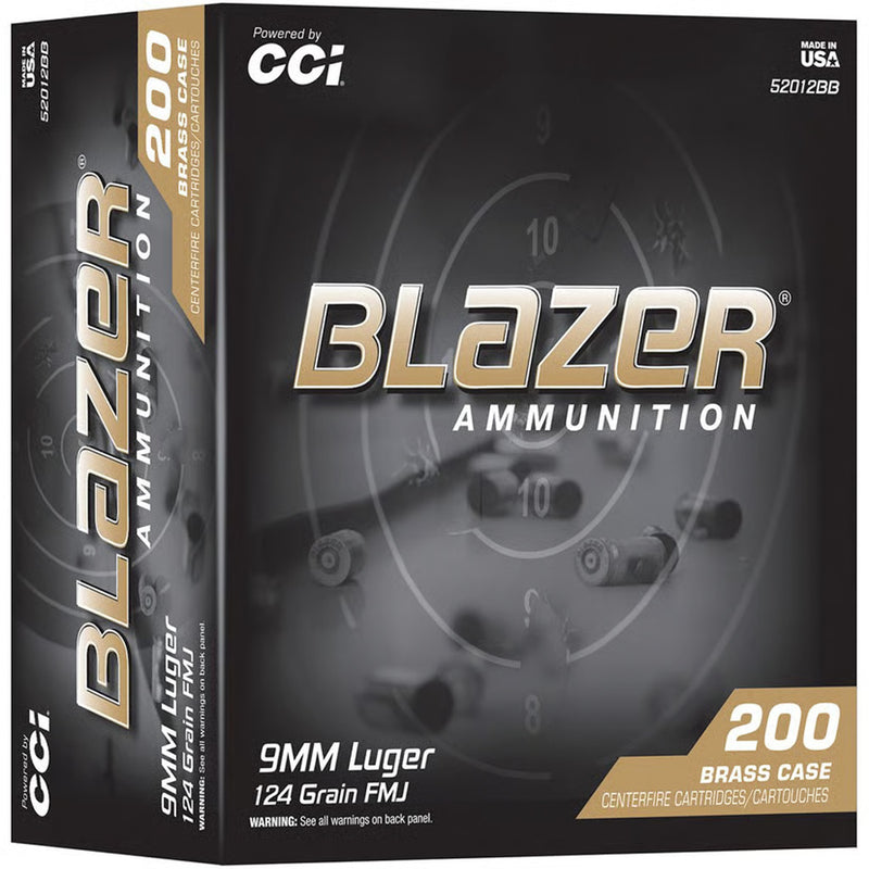 CCI Blazer Brass Pistol Ammo 9mm Luger 115gr. FMJ 200 rd.