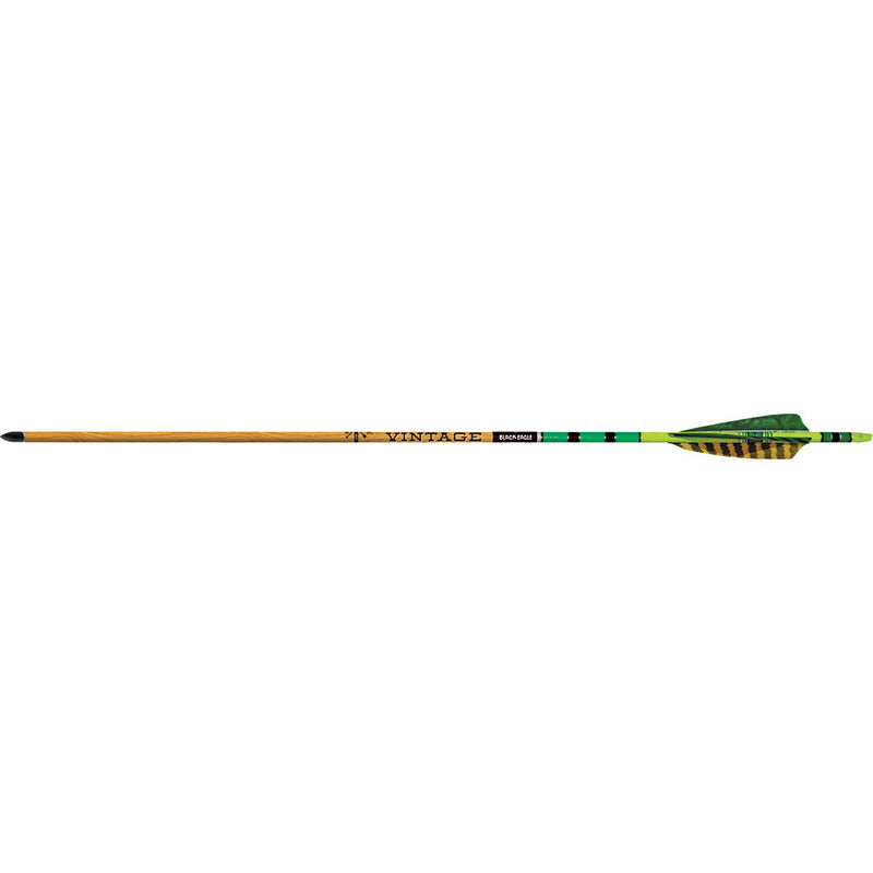 Black Eagle Vintage Traditional Arrows .005 600 Green/Yellow Feathers 6 pk.