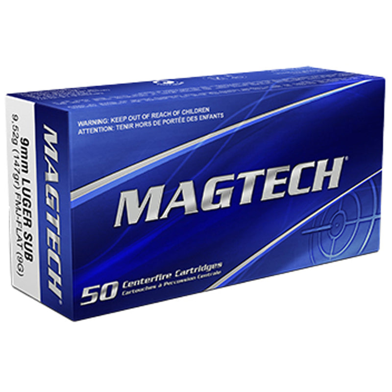 Magtech Pistol Ammo 9mm Luger Subsonic 147 gr. FMJ Flat 50 rd.