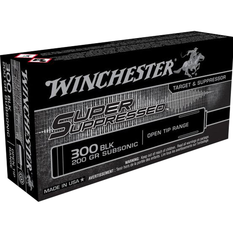 Winchester Super Suppressed Rifle Ammo 300 AAC Blackout 200 gr. Open Tip 125rd.