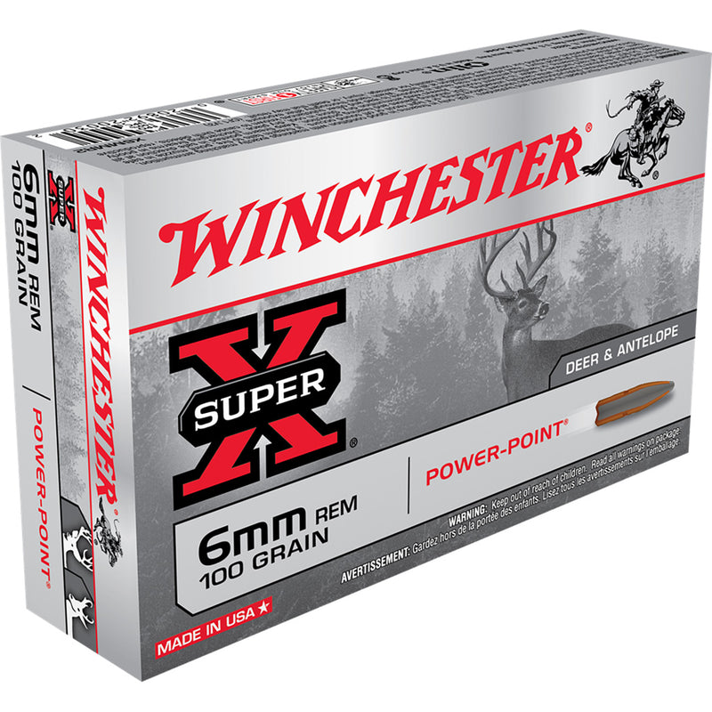 Winchester Super-X Rifle Ammo 6mm Rem 100 gr. Power-Point 20 rd.