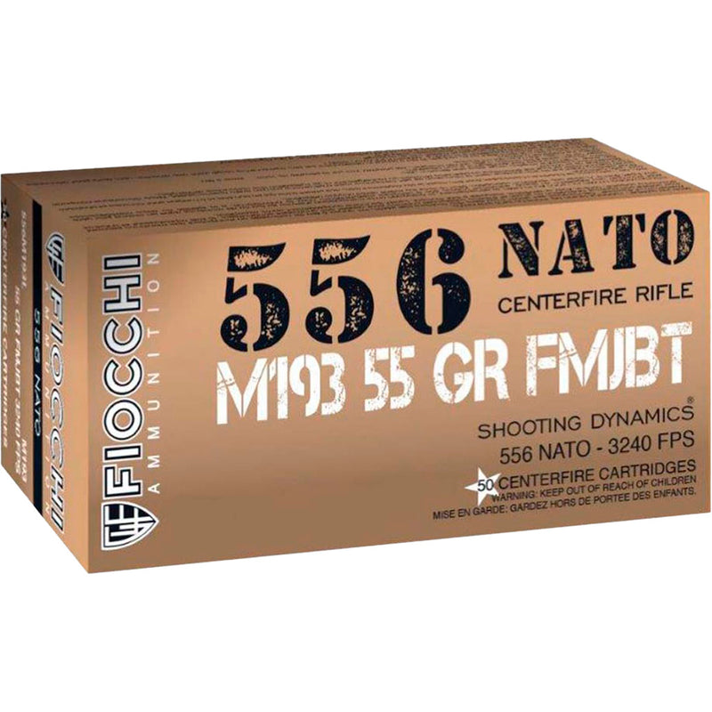 Fiocchi M193 Rifle Ammo 5.56 NATO 55 gr. FMJ 50 rd.