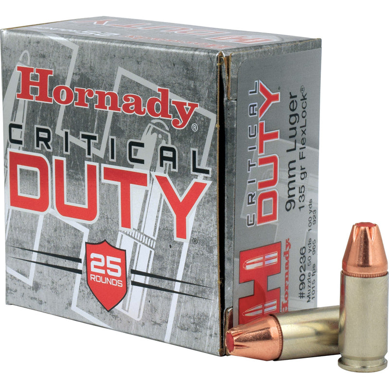 Hornady Critical Duty Pistol Ammo 9mm Luger 135 gr. FlexLock 25 rd.