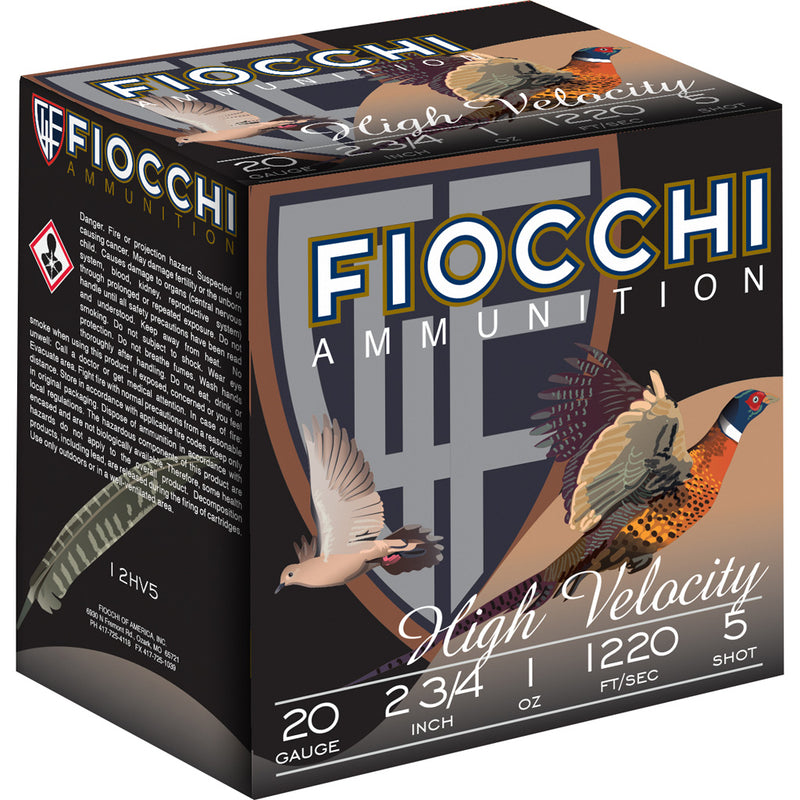 Fiocchi High Velocity Hunting Loads 20 ga. 2.75 in. 1 oz. 5 Shot 25 rd.