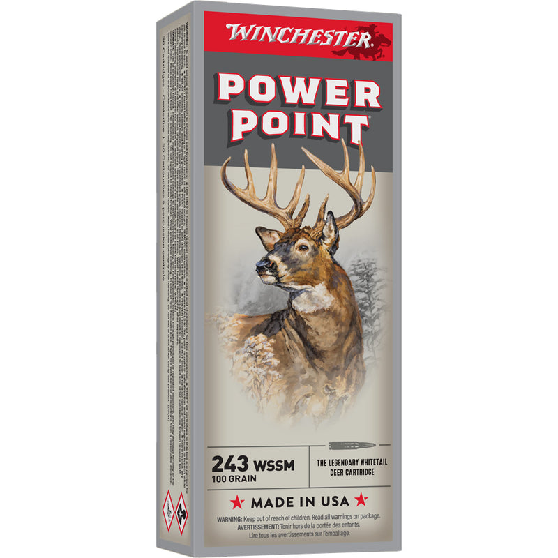 Winchester Power-Point Rifle Ammo 243 WSSM 100 gr. 20 rd.