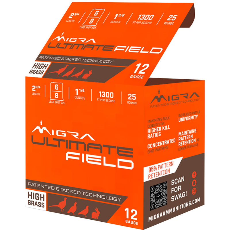 Migra Staxd Ultimate Field Shotgun Ammo 12 ga. 2 3/4 in. 1 3/8 oz. 6-8 Shot 25 rd.