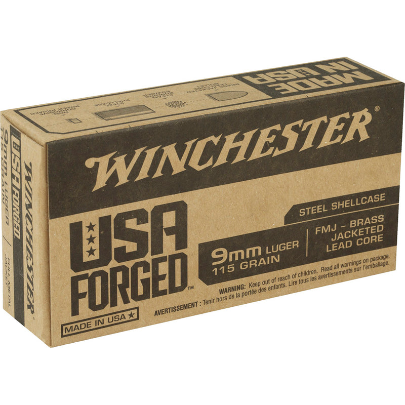 Winchester USA Forged Pistol Ammo 9mm Luger 115 gr. FMJ 50 rd.