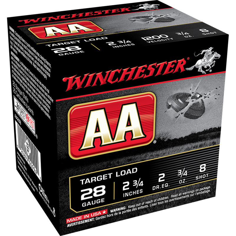 Winchester AA Target Load 28 ga. 2.75 in. 3/4 oz. 8 Shot 25 rd.
