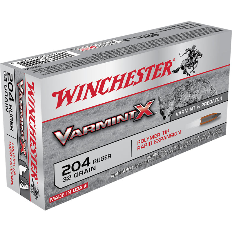 Winchester Varmint X Rifle Ammo 204 Ruger 32 gr. Varmint X Polymer Tip 20 rd.