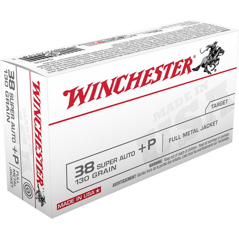 Winchester USA Pistol Ammo 38 Super+P 130 gr. FMJ 50 rd.