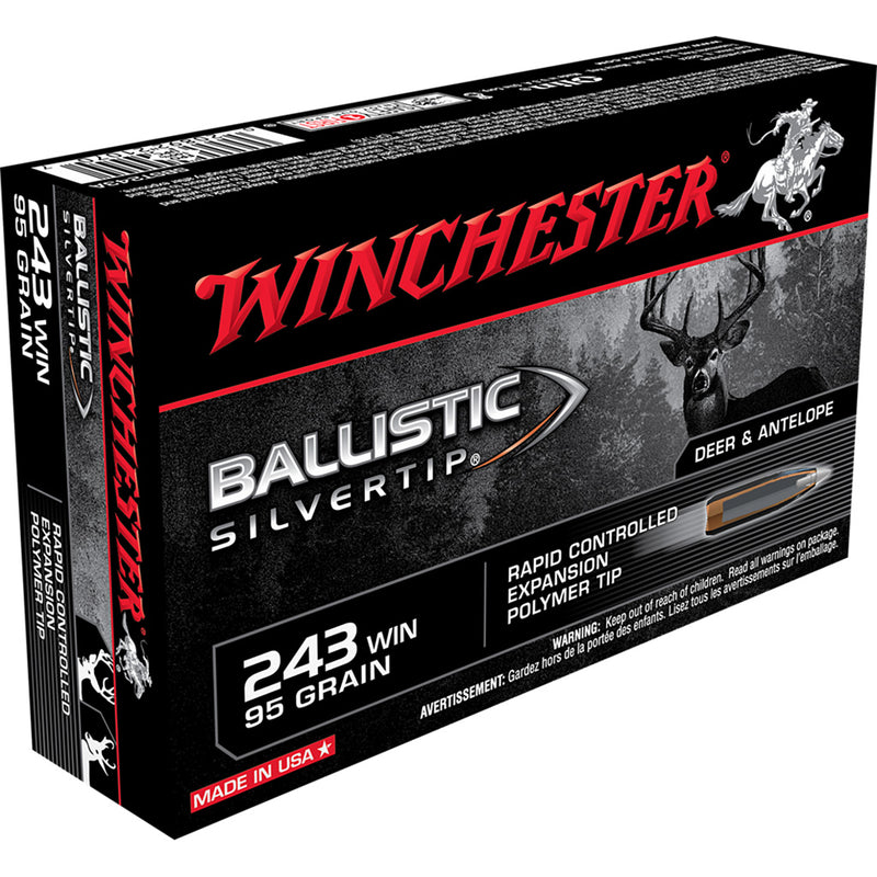 Winchester Ballistic Silvertip Rifle Ammo 243 Win. 95 gr. Ballistic Silvertip 20 rd.